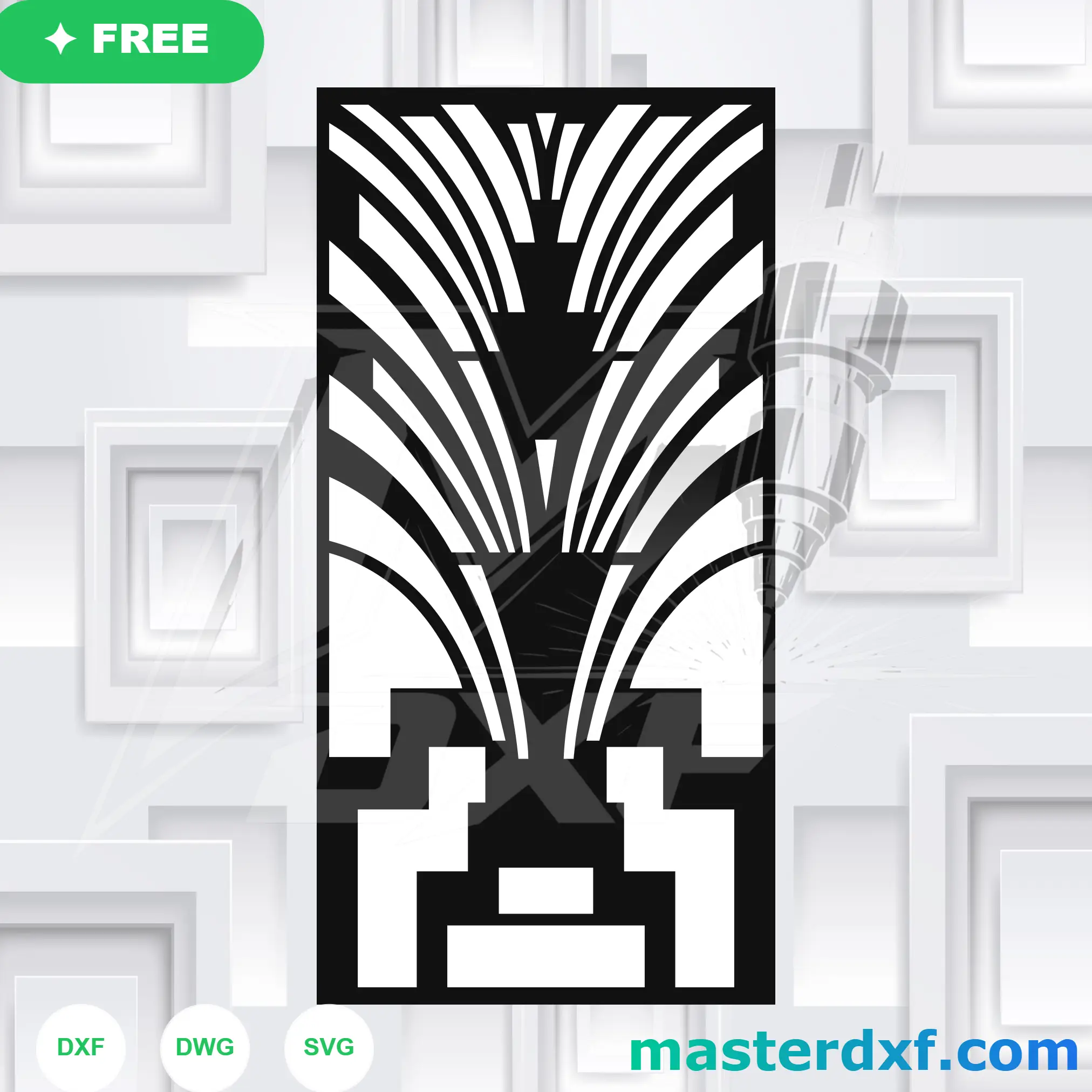 Art Deco Fan Fountain DXF Screen for Vintage-Style Doors DXF File